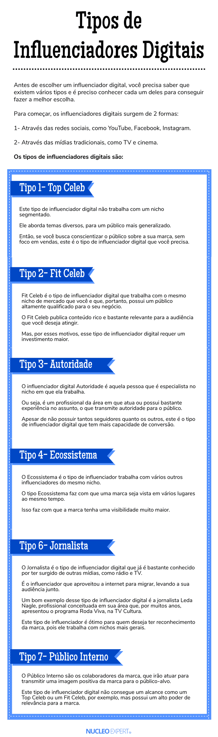 Tipos de Influenciadores Digitais