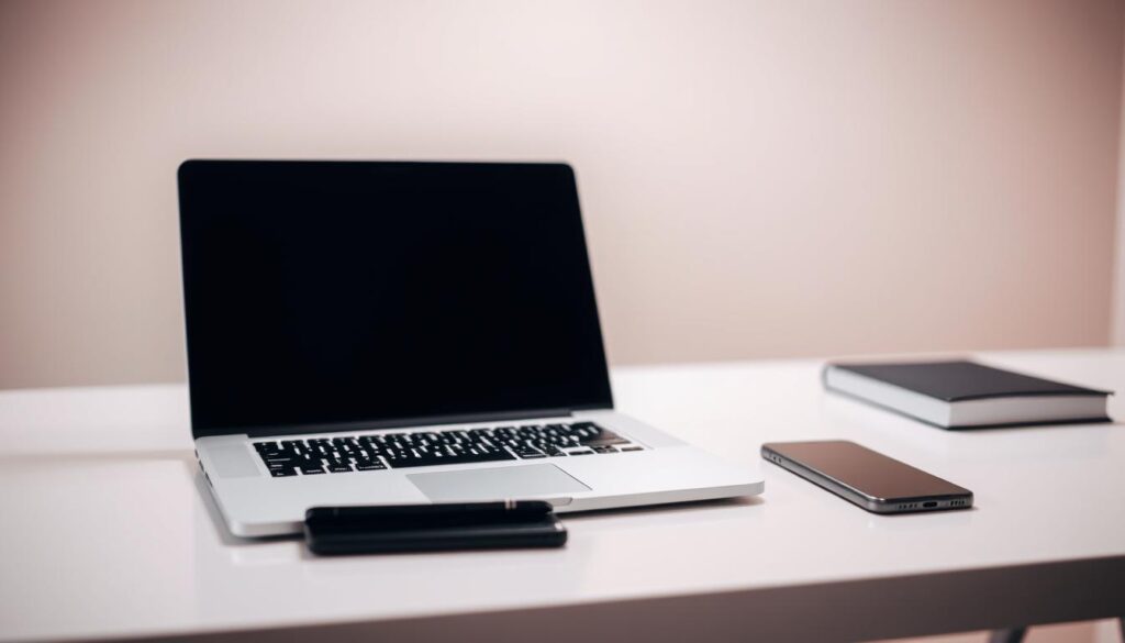 A serene, minimalist workspace with a modern laptop, a smartphone, and a clean, organized desk. The background features a blurred, pastel-colored wall, creating a calming, professional atmosphere. Soft, indirect lighting from above illuminates the scene, highlighting the sleek, high-tech devices. The composition emphasizes simplicity and focus, conveying a sense of strategic planning and digital engagement. A serene, minimalist workspace with a modern laptop, a smartphone, and a clean, organized desk. The background features a blurred, pastel-colored wall, creating a calming, professional atmosphere. Soft, indirect lighting from above illuminates the scene, highlighting the sleek, high-tech devices. The composition emphasizes simplicity and focus, conveying a sense of strategic planning and digital engagement.