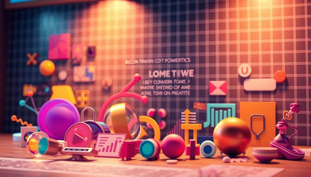 Detailed digital illustration of key creative elements that drive conversion, with a vibrant, modern aesthetic. In the foreground, a dynamic collection of abstract shapes, color gradients, and dynamic compositions that capture the essence of impactful visual design. In the middle ground, sleek typography and icons that convey the crucial informational components. In the background, a subtle grid pattern that suggests the technical underpinnings of a successful digital marketing creative. Lit by warm, directional lighting that casts subtle shadows, creating depth and dimension. Rendered with a high level of detail and photorealistic quality to elevate the visual impact. Detailed digital illustration of key creative elements that drive conversion, with a vibrant, modern aesthetic. In the foreground, a dynamic collection of abstract shapes, color gradients, and dynamic compositions that capture the essence of impactful visual design. In the middle ground, sleek typography and icons that convey the crucial informational components. In the background, a subtle grid pattern that suggests the technical underpinnings of a successful digital marketing creative. Lit by warm, directional lighting that casts subtle shadows, creating depth and dimension. Rendered with a high level of detail and photorealistic quality to elevate the visual impact.