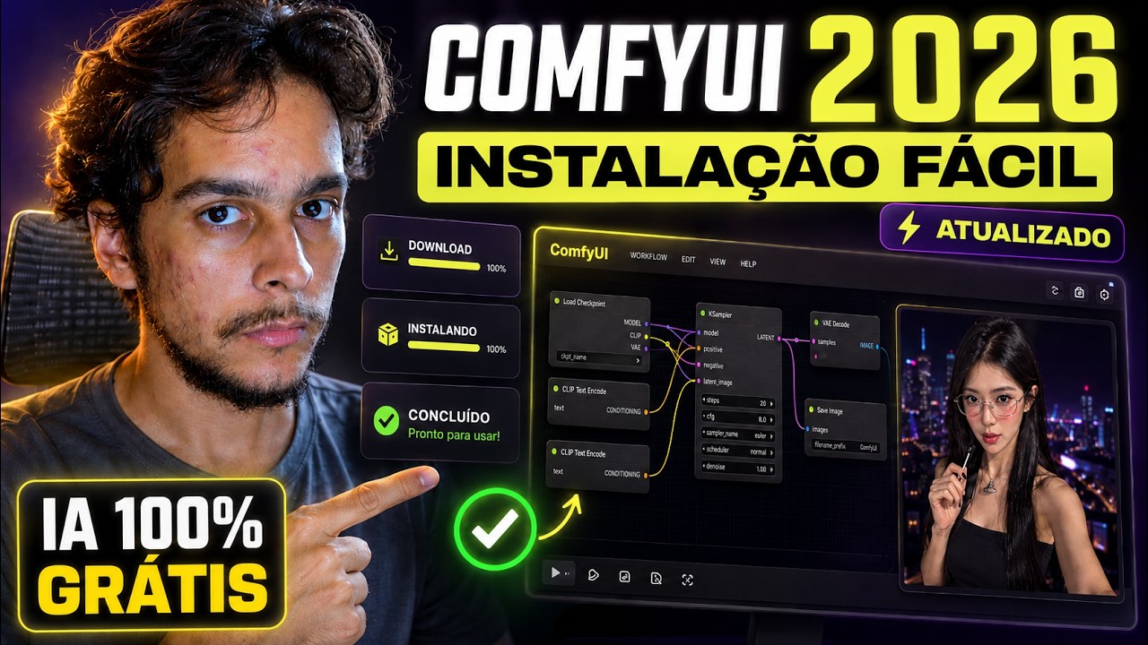 Como Baixar e Usar a ComfyUI em 2026 (IA 100% GRÁTIS)