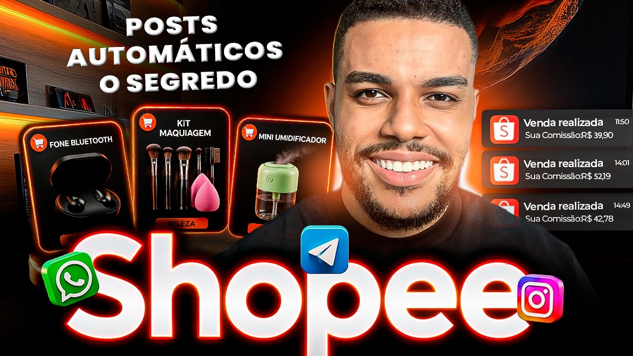 SHOPEE AFILIADOS: O SEGREDO pra GERAR POSTS AUTOMÁTICOS no WhatsApp, Telegram e Instagram!