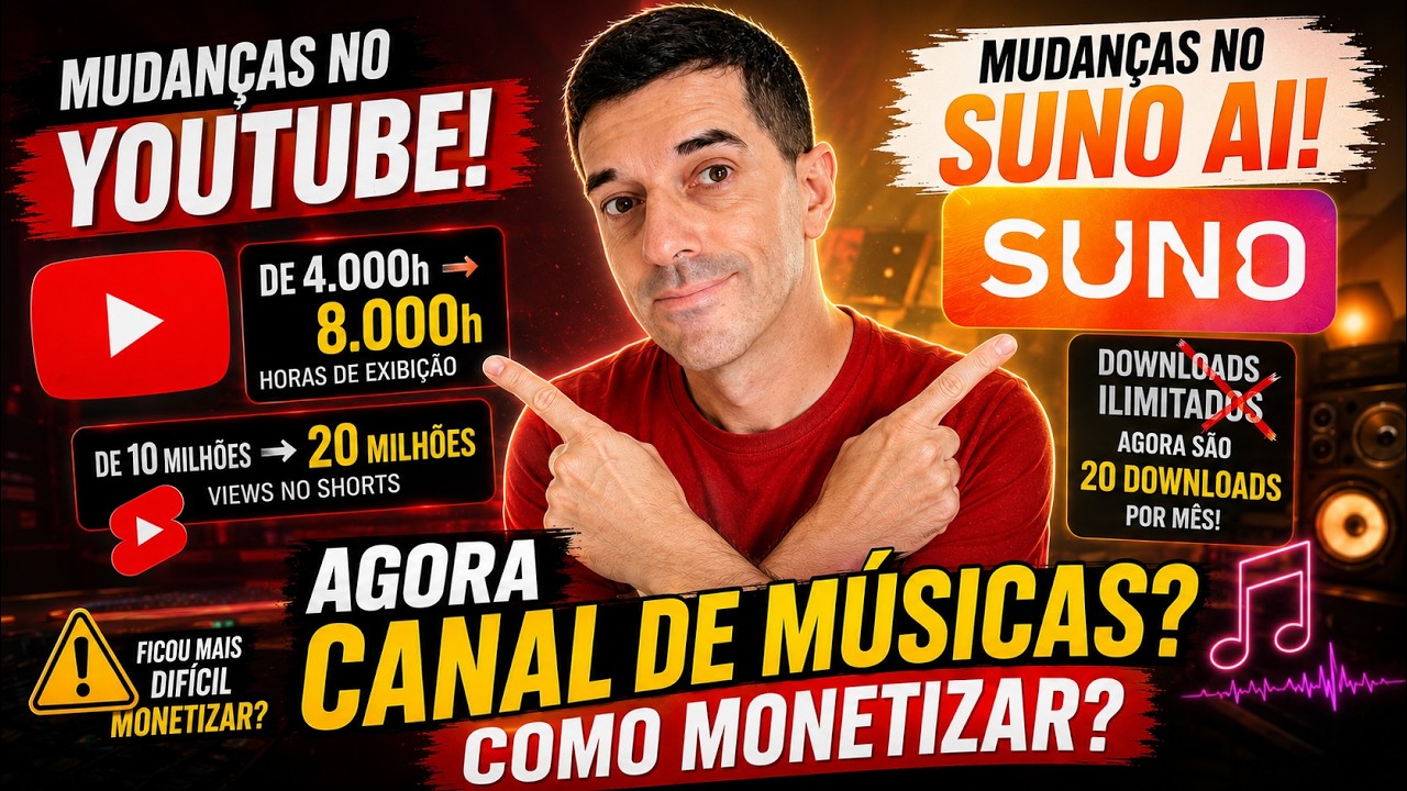 8 Mil Horas no YouTube? 20 Downloads no Suno? Entenda as Novas Regras