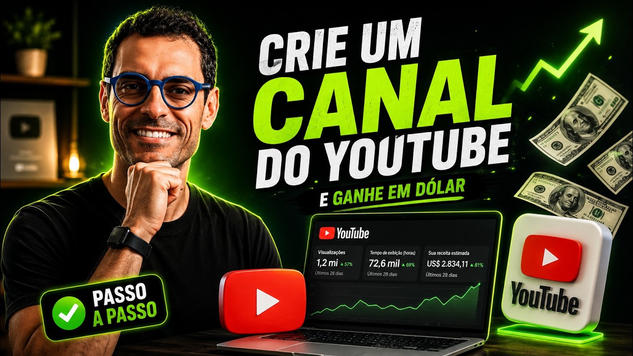 Como Criar um CANAL no YouTube e Ganhar em DÓLAR