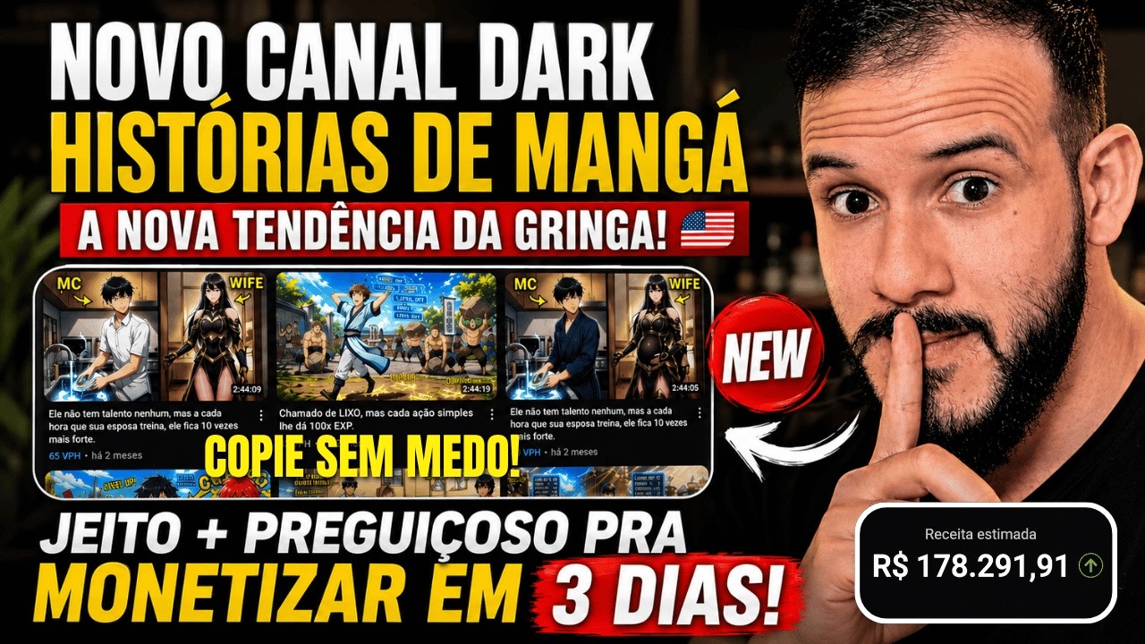 NOVA TENDÊNCIA: CRIE ESSE NOVO CANAL DARK DE HISTORIAS MANGÁ PARA MONETIZA EM 3 DIAS (PASSO A PASSO)