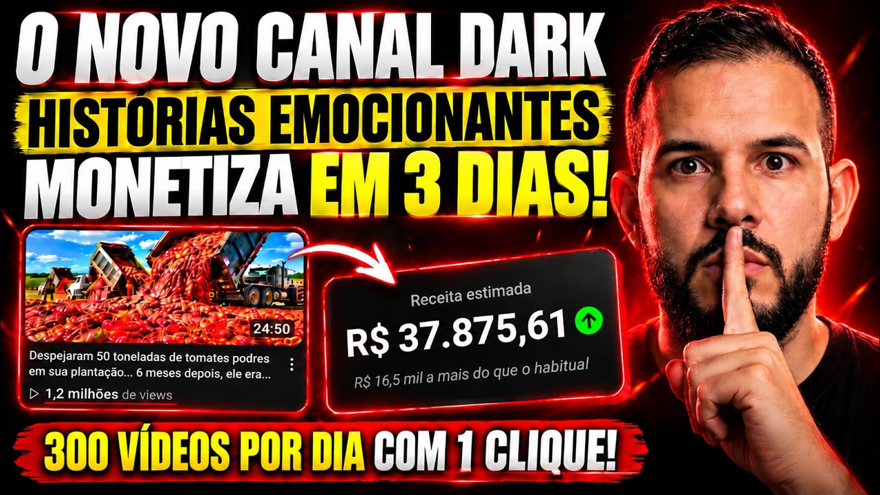 COMO CRIEI UM CANAL DARK DE HISTÓRIAS EMOCIONANTES COM 1 CLIQUE PARA MONETIZAR RÁPIDO NO YOUTUBE