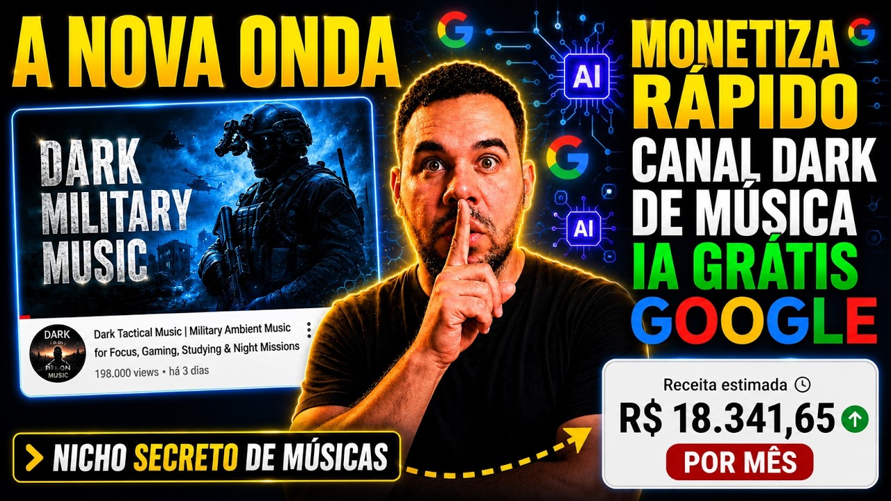 NICHO SECRETO: Canal Dark de Música com 1 Clique no Google Vids! Monetiza Rápido no YouTube