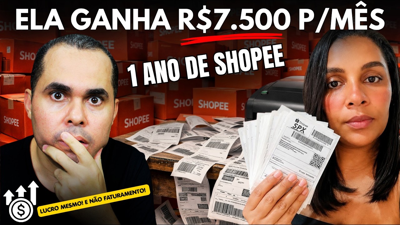 (lucro real)1 ano de Shopee ela ganhou R$7.500.00 por mês + R$12 mil com Youtube trabalhando em casa