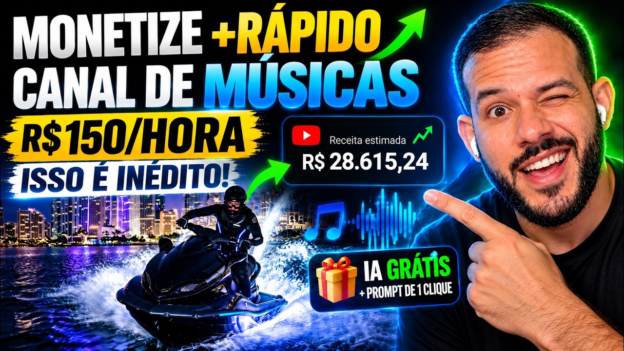 A FORMA MAIS RÁPIDA DE MONETIZAR CANAL DE MÚSICAS COM IA E LARGAR O CLT EM 2026 (AULÃO COMPLETO)