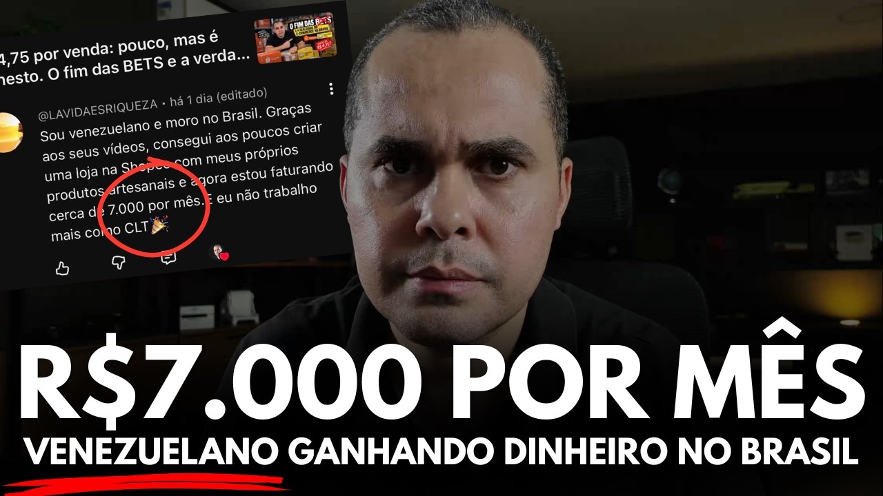Venezuelano veio para o Brasil e hoje faz R$7.000,00 por mês pela Shopee mas a maioria só chora